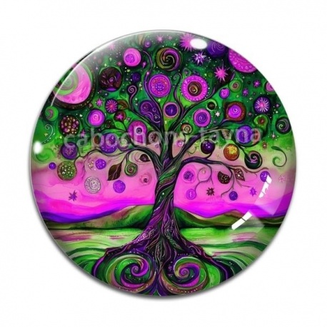 Cabochon Verre - arbre de vie