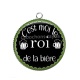 Pendentif Cabochon Argent - c'est moi le roi de la bière