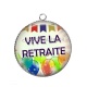 Pendentif Cabochon Argent - vive la retraite