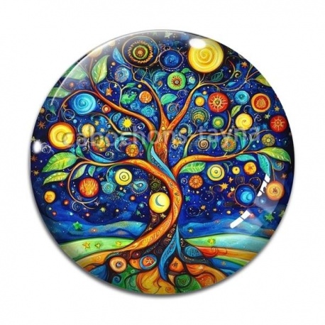 Cabochon Verre - arbre de vie