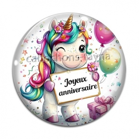 Cabochon Verre - joyeux anniversaire