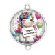 Connecteur Cabochon Argent - joyeux anniversaire