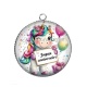 Pendentif Cabochon Argent - joyeux anniversaire