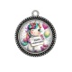 Pendentif Cabochon Argent - joyeux anniversaire