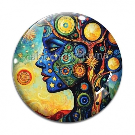 Cabochon Verre - femme arbre de vie