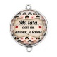 Connecteur Cabochon Argent - ma tata c'est un amour, je l'aime