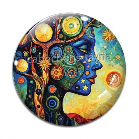 Cabochon Verre - femme arbre de vie