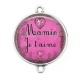 Connecteur Cabochon Argent - mamie je t'aime