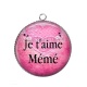 Pendentif Cabochon Argent - je t'aime mémé