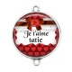 Connecteur Cabochon Argent - je t'aime tatie