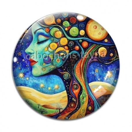 Cabochon Verre -  femme arbre de vie