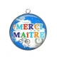 Pendentif Cabochon Argent - merci maître