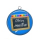 Pendentif Cabochon Argent - merci maître