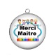 Pendentif Cabochon Argent - merci maître