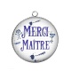 Pendentif Cabochon Argent - merci maître