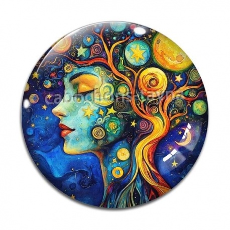 Cabochon Verre -  femme arbre de vie