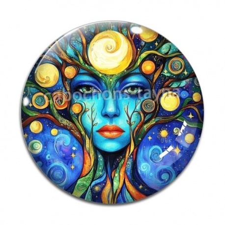 Cabochon Verre -  femme arbre de vie