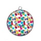 Pendentif Cabochon Argent - carreaux