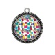 Pendentif Cabochon Argent - carreaux