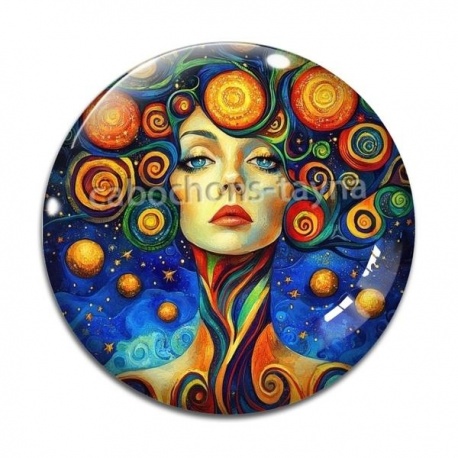 Cabochon Verre -  femme arbre de vie