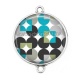 Connecteur Cabochon Argent - rond année 80