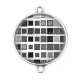 Connecteur Cabochon Argent - carreaux ton gris