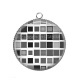 Pendentif Cabochon Argent - carreaux ton gris