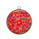 Pendentif Cabochon Argent - carreaux
