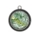 Pendentif Cabochon Argent - feuille 