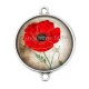 Connecteur Cabochon Argent - coquelicot