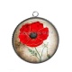 Pendentif Cabochon Argent - coquelicot