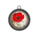 Pendentif Cabochon Argent - coquelicot
