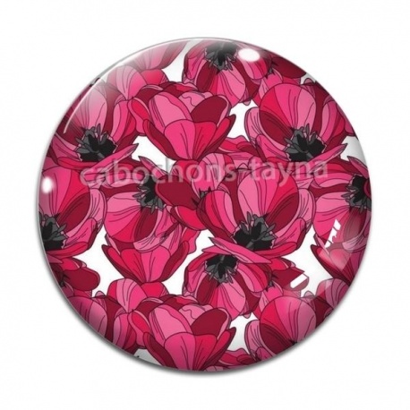 Cabochon Verre - coquelicot