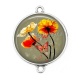 Connecteur Cabochon Argent - coquelicot