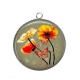 Pendentif Cabochon Argent - coquelicot