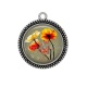 Pendentif Cabochon Argent - coquelicot