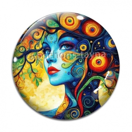 Cabochon Verre -  femme arbre de vie