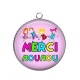 Pendentif Cabochon Argent - merci nounou