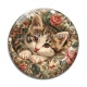 Cabochon Verre - chat fleur