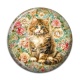 Cabochon Résine - chat fleur