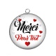 Pendentif Cabochon Argent - merci pour tout