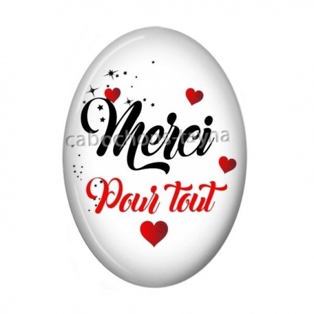 Cabochon Résine Ovale - merci pour tout