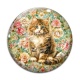 Cabochon Verre - chat fleur