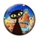 Cabochon Verre - chat noir