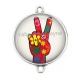 Connecteur Cabochon Argent - hippie année 70