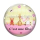 Cabochon Verre - c'est une fille