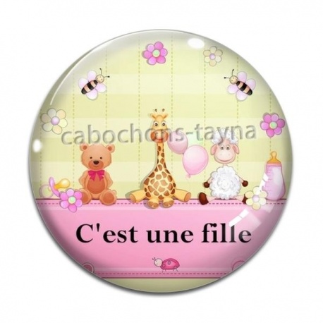 Cabochon Verre - c'est une fille