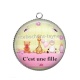 Pendentif Cabochon Argent - c'est une fille