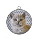 Pendentif Cabochon Argent - chat