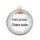 Pendentif Cabochon Argent - votre prénom ou texte